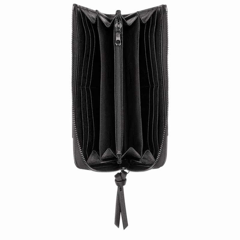 Longchamp 3D Zip around Pung Dame Sort Danmark | L3418HCV001