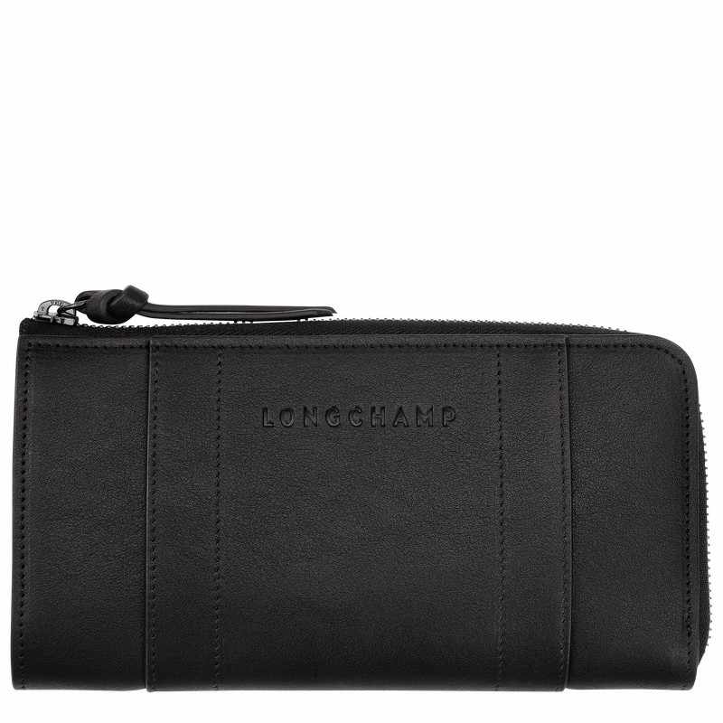 Longchamp 3D Zip around Pung Herre Sort Danmark | L3418HCV001-