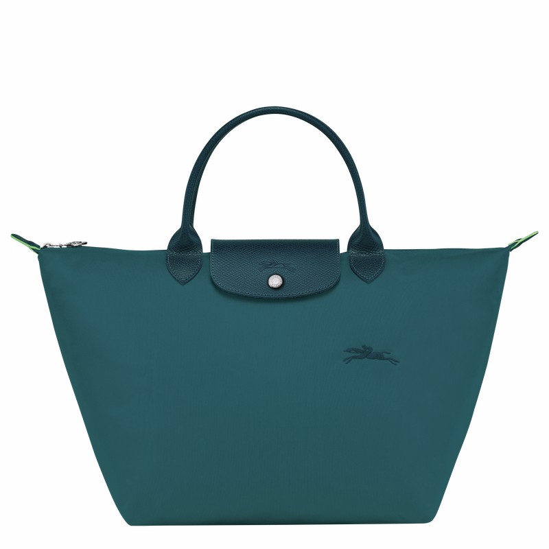 Longchamp Le Pliage Green M Håndtaske Dame Påfugl Danmark | L1623919P89