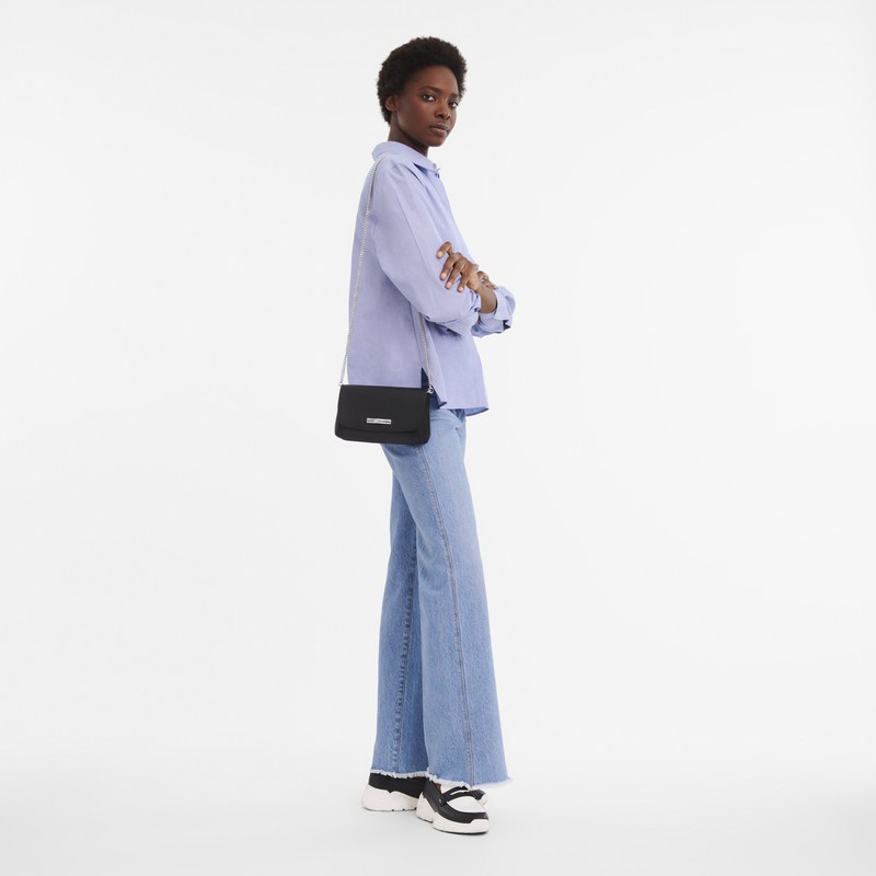 Longchamp Le Roseau Clutch Dame Sort Danmark | 10191HCN001