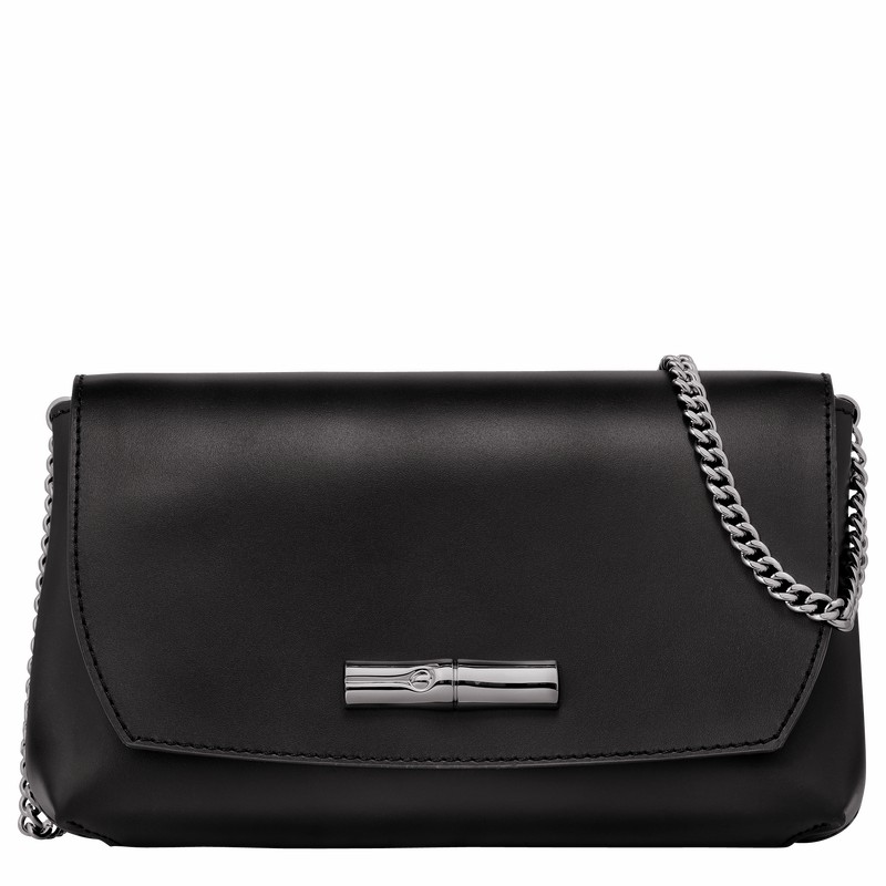 Longchamp Le Roseau Clutch Dame Sort Danmark | 10191HCN001