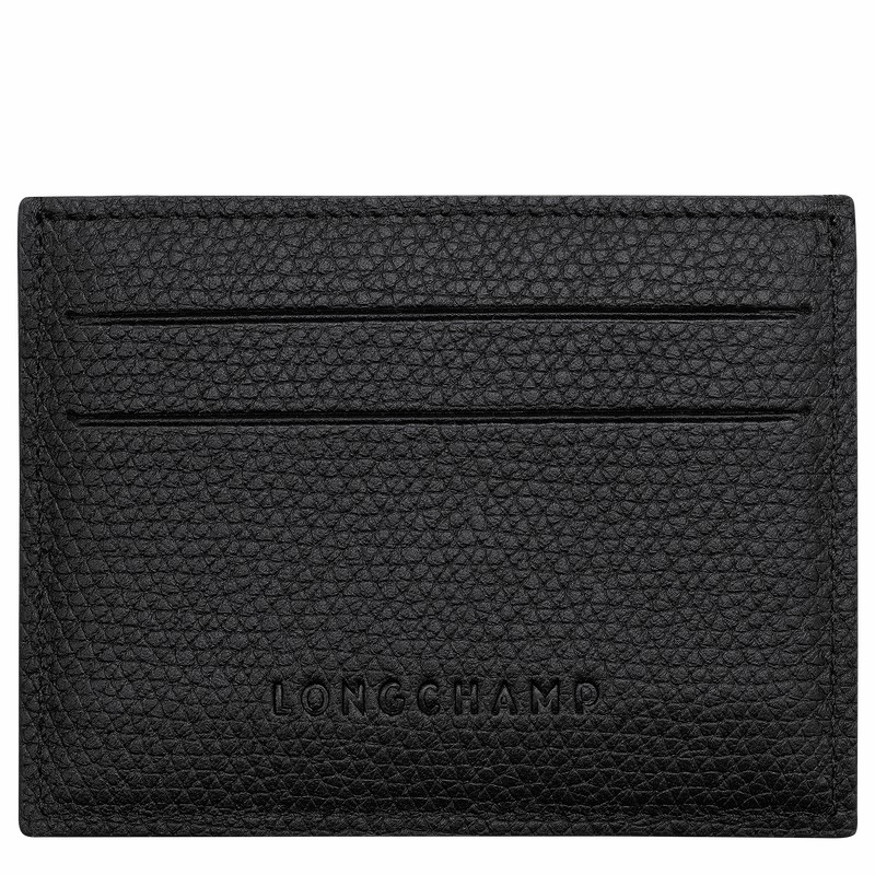 Longchamp Le Roseau Kortholder Dame Sort Danmark | L3218HFP001