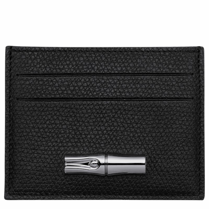 Longchamp Le Roseau Kortholder Dame Sort Danmark | L3218HFP001