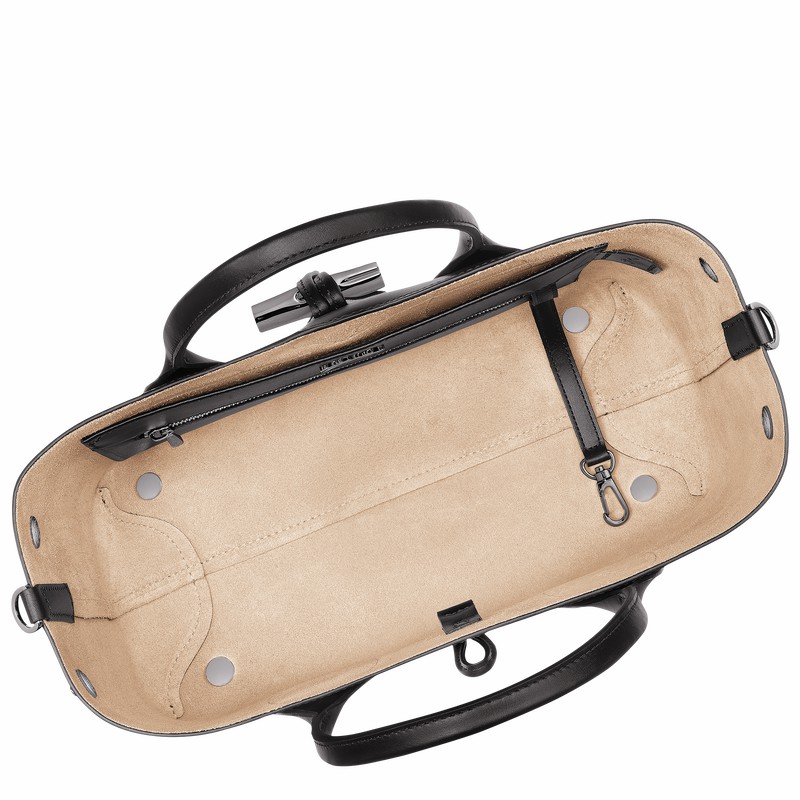 Longchamp Le Roseau M Håndtaske Dame Sort Danmark | 10058HCN001