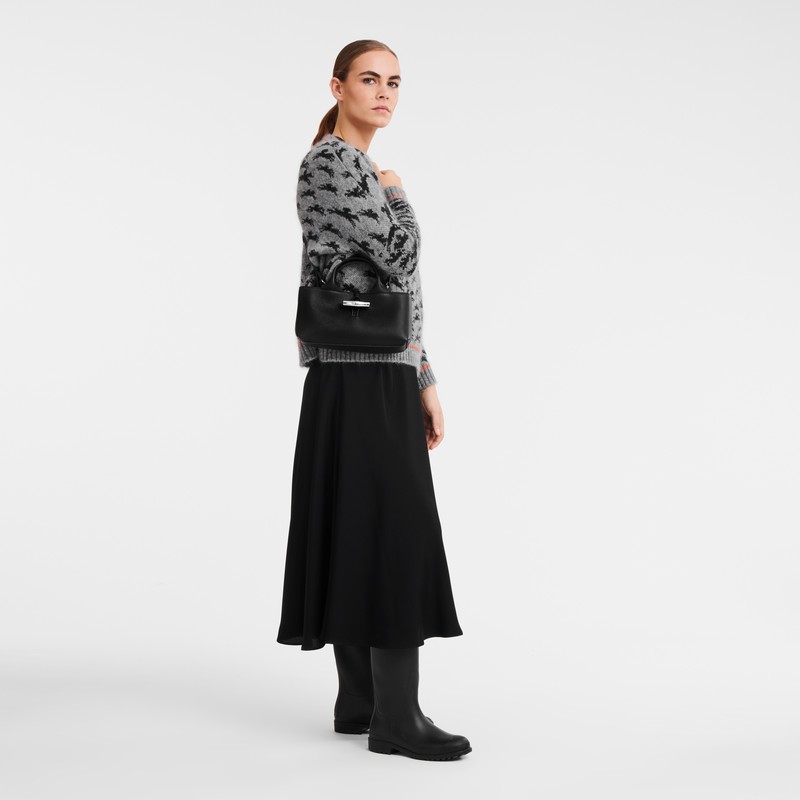 Longchamp Le Roseau S Håndtaske Dame Sort Danmark | 10280HFP001