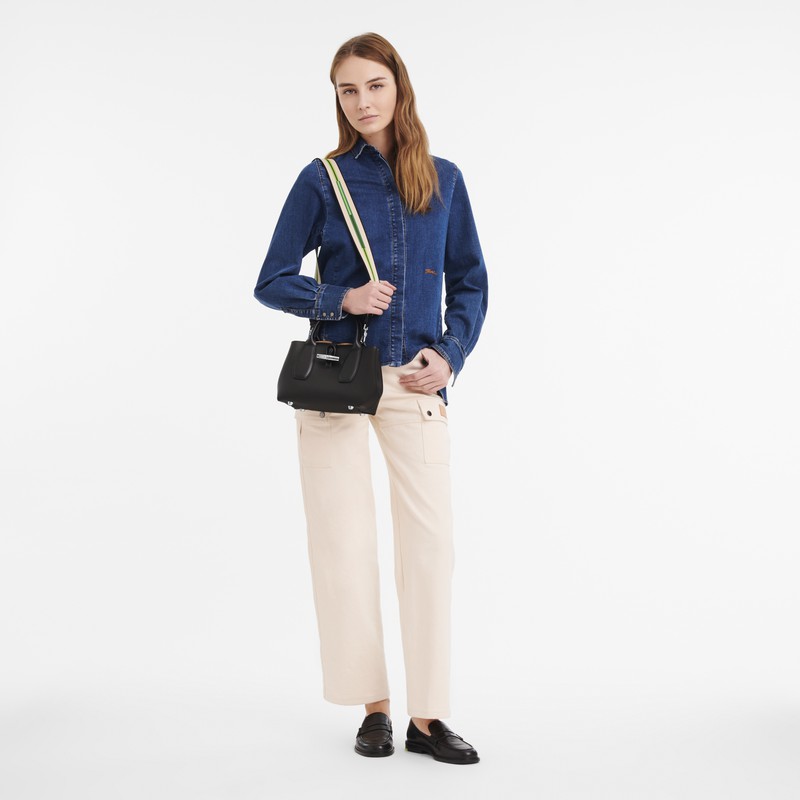 Longchamp Le Roseau S Håndtaske Dame Sort Danmark | 10095HCN001