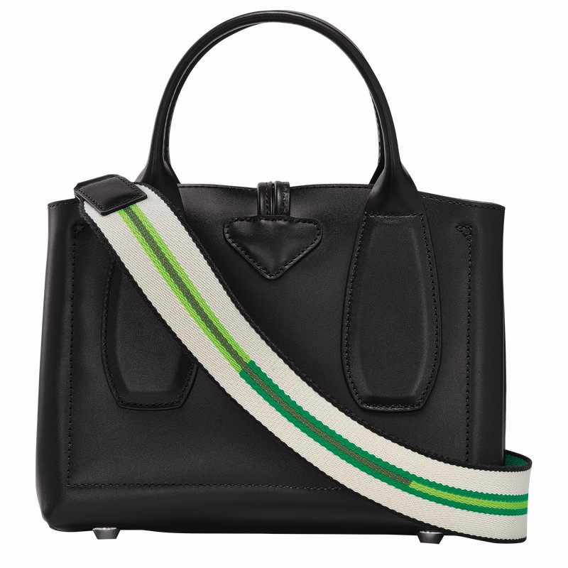 Longchamp Le Roseau S Håndtaske Dame Sort Danmark | 10095HCN001